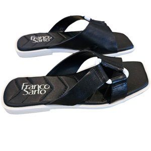 NEW-FRANCO SARTO - Molana Womens Leather Slip On Slide Sandals
